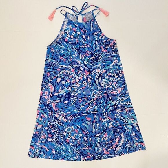 Lilly Pulitzer Margot Dress Blue Floral Size XXS 100% Pima Cotton - Picture 2 of 6